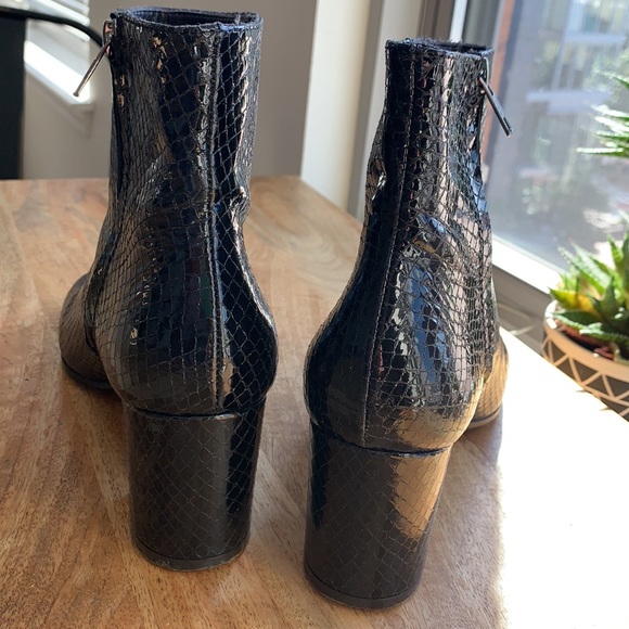 Paris Texas black patent snake skin snake print ankle booties - Picture 3 of 6
